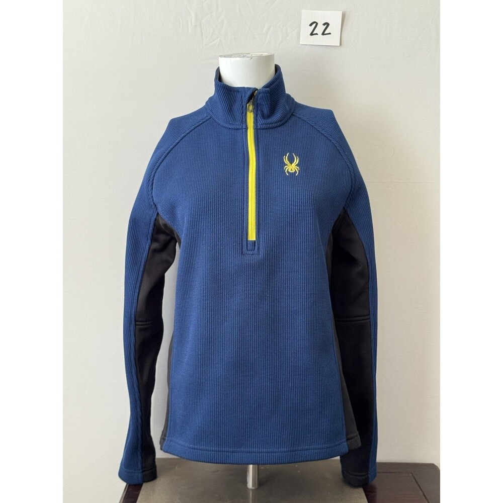 Spyder Womens XL Blue 1/4 Zip Waffle Fleece Pullover Jacket Ski Outdoor